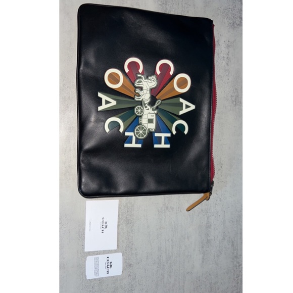 Large Black Coach Pouch Radial Rainbow - Picture 7 of 11